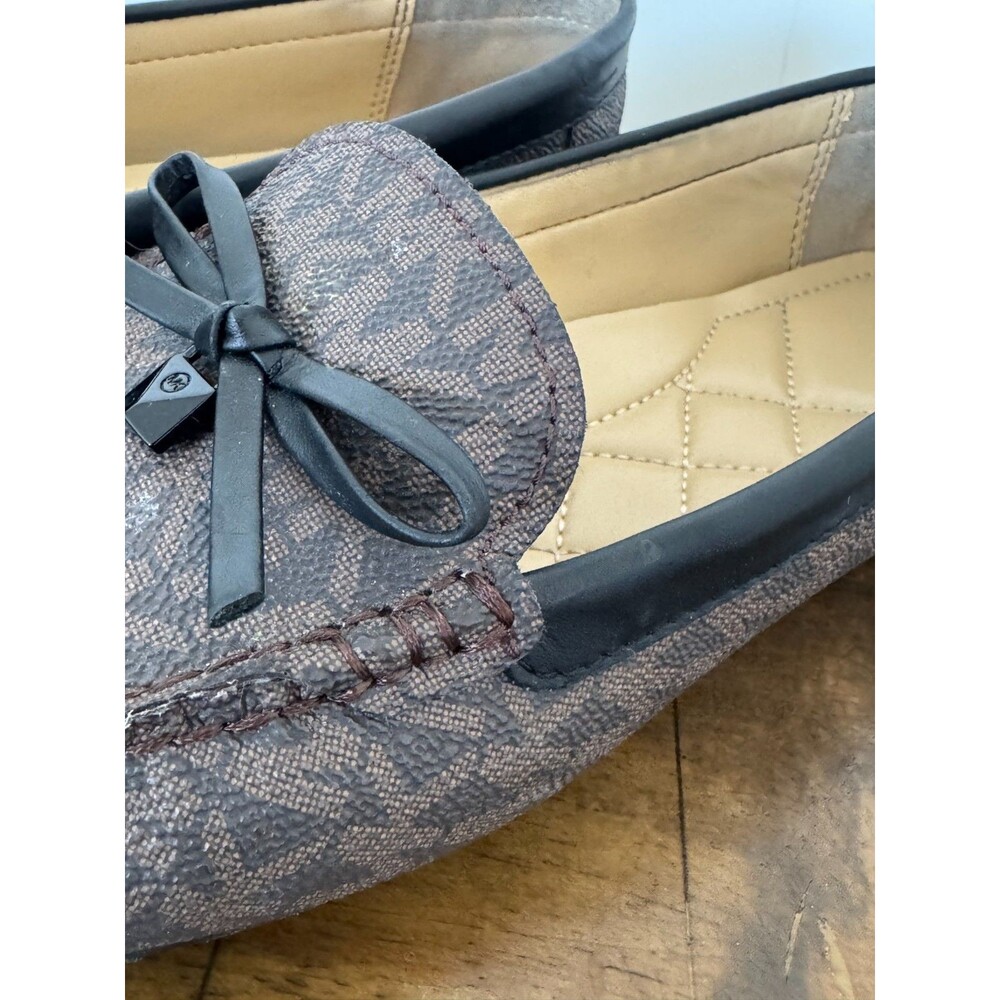 Michael Kors MK Logo Loafers Womens Size 7 Brown Monogram Slip On Flats - Picture 6 of 7